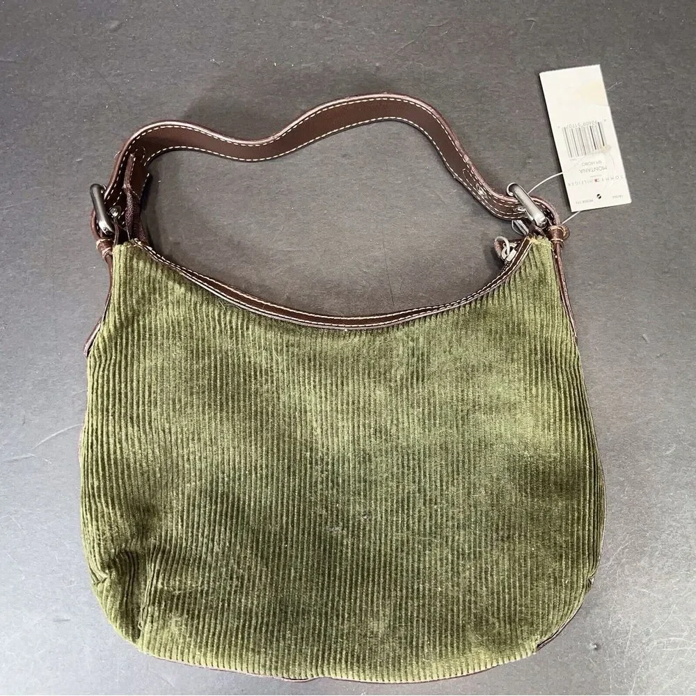 Tommy Hilfiger Montana Small Hobo Purse‎ Green Corduroy New W/tags